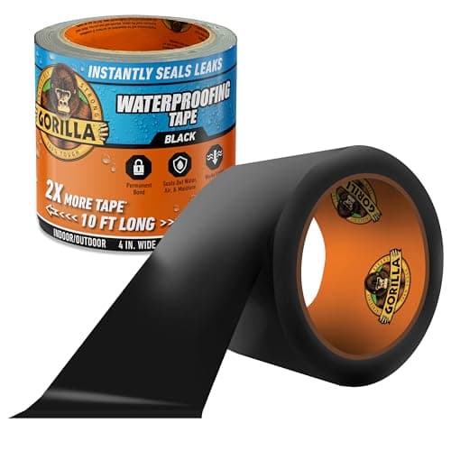 Gorilla Waterproof Patch Seal Tape Black Tape 4 x 10 Pack of 1 Permanent Weather Resistant Seal for Leaks and Repairs
