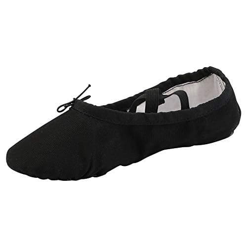 missfiona Women Canvas Ballet Slippers Dance Shoes Adult Practice Yoga Flat Belly Shoes(9, Black)