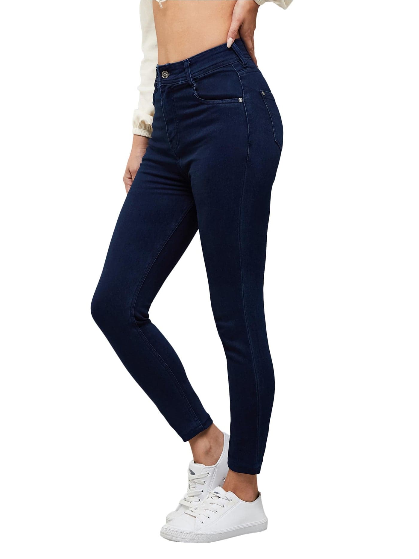 Miss Chase Women's Skinny Fit High/Mid Rise Regular Length Stretchable Denim Jeans (MCSS21DEN99-38-71-28, Navy Blue, 28)
