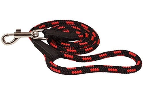 Dogs My Love 6ft Long Braided Rope Dog Leash Red with Black 6 Sizes (Medium: 6ft Long; 3/8" Diam (10mm))