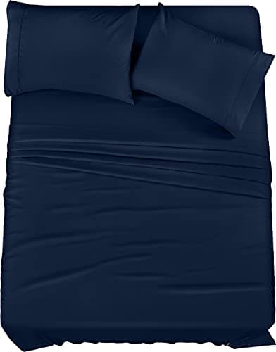 Utopia Bedding Full Sheet Set – 4 Piece Bed Sheets for Full Size Bed, Soft and Breathable Microfiber, Includes 1 Fitted Sheet, 1 Flat Sheet and 2 Pillowcases (Navy Blue)