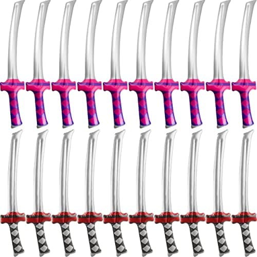 Fahacop 20 Pack 30 Inch Inflatable Katana Blow up Ninja Swords Inflatable Samurai Swords for Ninja Theme Birthday Cosplay Pool Party Supplies 2 Colors