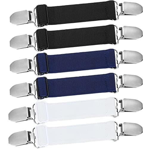 Eurzom 6 Pcs Pant Waist Tightener Waist Cinch Clip Belt Adjustable Elastic Sandal Straps Pant Clip Women Men(Black, White, Dark Blue)
