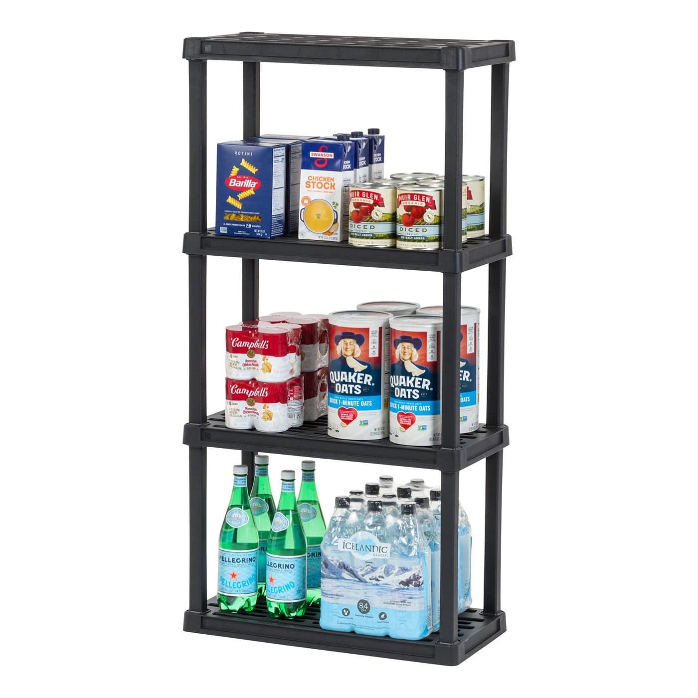 IRIS USA 4Shelf Heavy Duty Plastic Storage Shelves 160lb Capacity 48H x 24W x 12D Medium Modular Shelving Unit Storage Organizer for Garage Home Bathroom Laundry Storage Rack Black