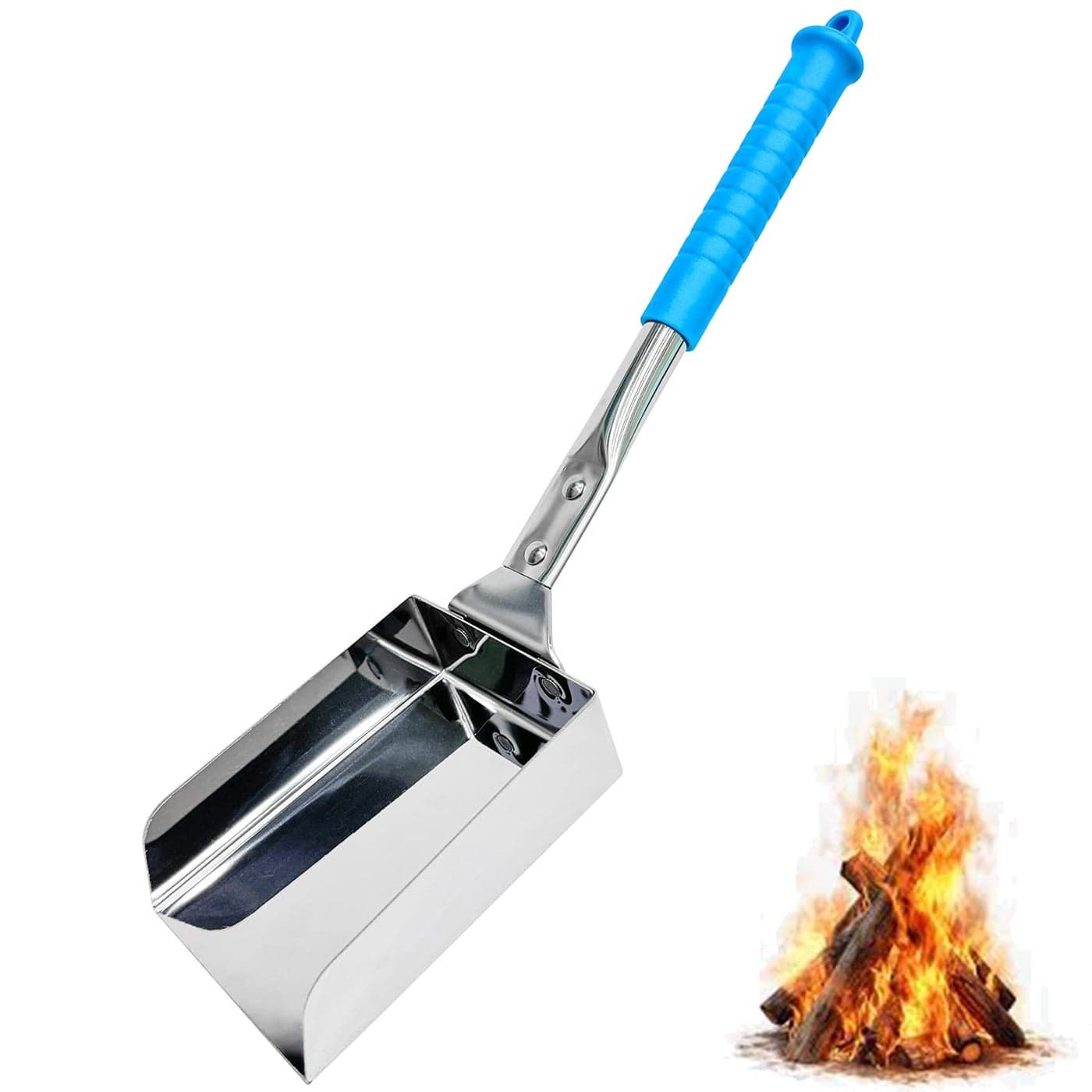 SoloWilder Ash Shovel for Fire Pit Fireplace Gardening Tool Charcoal Scoop 146 Blue