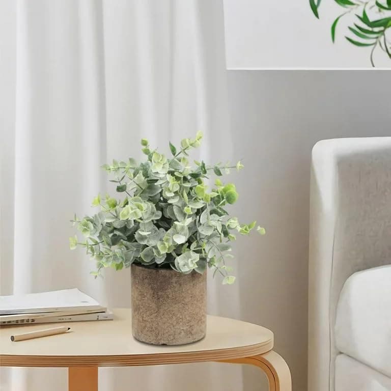 HomeXO Artificial Potted Plants Eucalyptus Fake Plants in Pots Small House Plants 945 Tall for Indoor Greenery Tabletop Decor Centerpiece