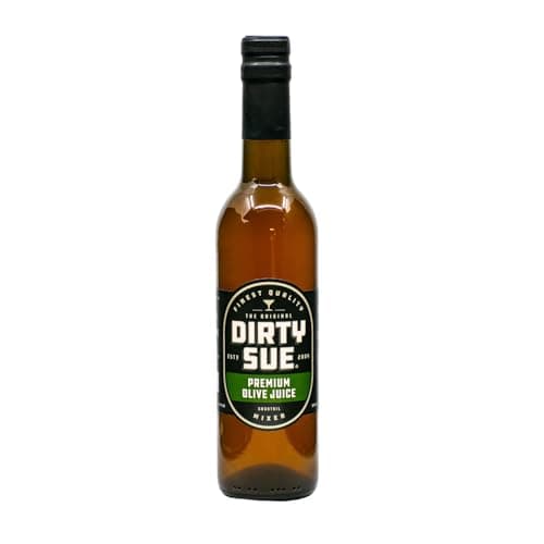 Dirty Sue Premium Olive Juice - Elevate Your Cocktail Game with the Ultimate Dirty Martini Experience using 12.69 oz of Savory and Salty Brine