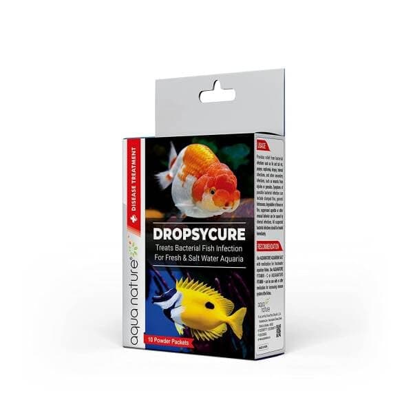 AquaNature® Dropsy Cure New Improved Formula Treat Bacterial Fish Infection for Fresh & Saltwater Aquarium (10 Powder Packs)