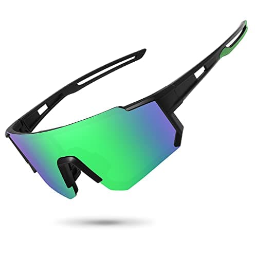 STORYCOAST Polarized Sports Sunglasses for Men Women,Bike Glasses Cycling Mountain Bike Sunglasses UV400 Protection Black-Green