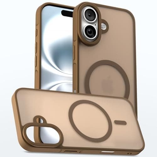 Pikkme Back Cover for iPhone 16 Compatible with Mag-Safe Support | Shockproof Design | Hard Smoke Finish Back Case (Brown)