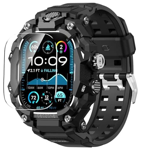 Deczone Band with Rugged Case Compatible with Apple Watch Bands 49mm Ultra 321 Sport iwatch Bands Protective Bumper Cover for Men 49mm Black