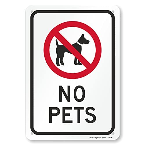 SmartSign-K-1193-AL "No Pets" Sign | 7" x 10" Aluminum - Black/Red on White