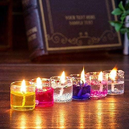 Oramsa Luxury Small Multicolour Smokeless Decorated Mini Cute Little Glass Jelly Gel Candles for Home Decor Diwali Decoration,Spa,Birthdays Party,Festivals (6 Pieces)