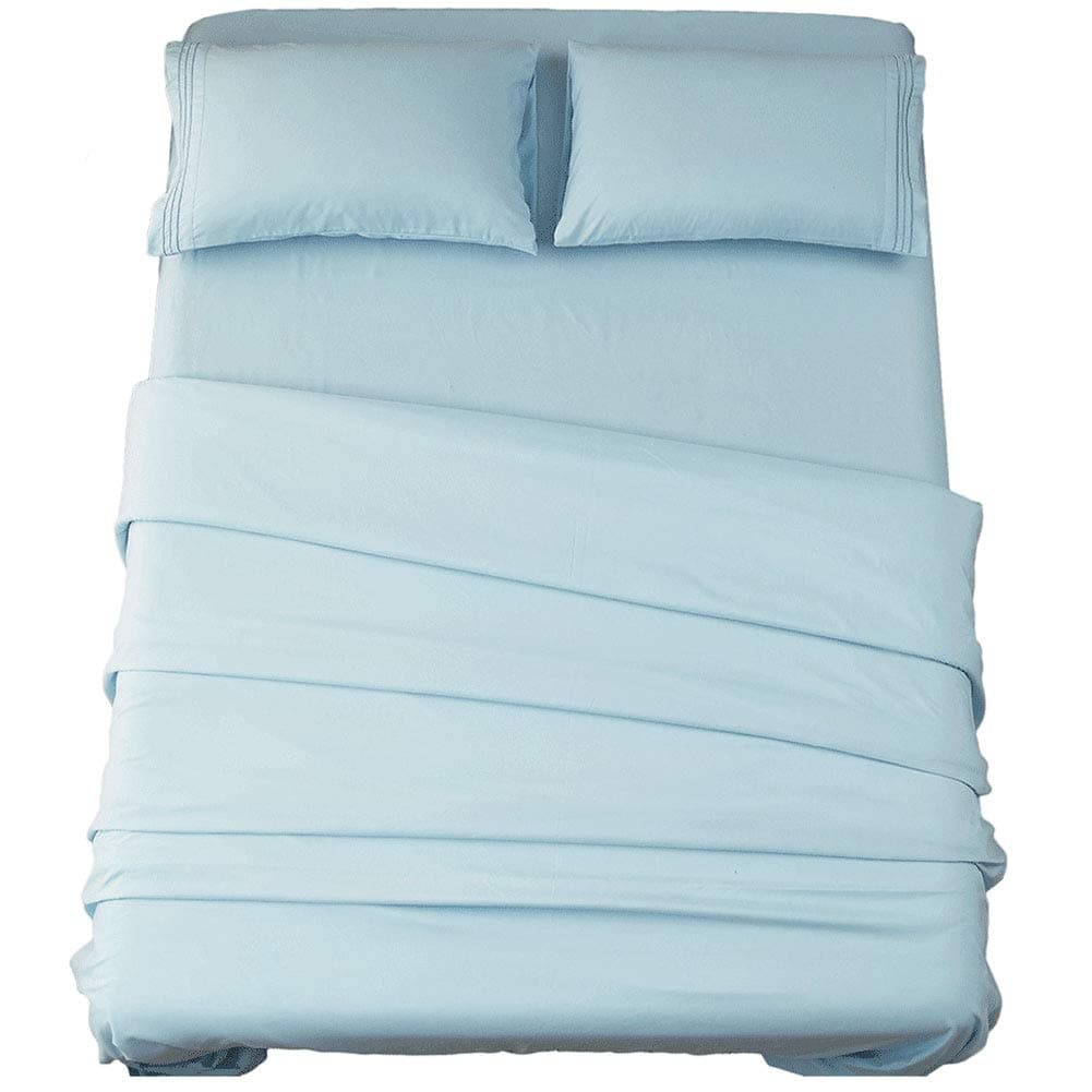 SONORO KATE Bed Sheet Set Super Soft Microfiber 1800 Thread Count Luxury Egyptian Sheets 16Inch Deep PocketWrinkle and Hypoallergenic4 Piece Spa Blue California King