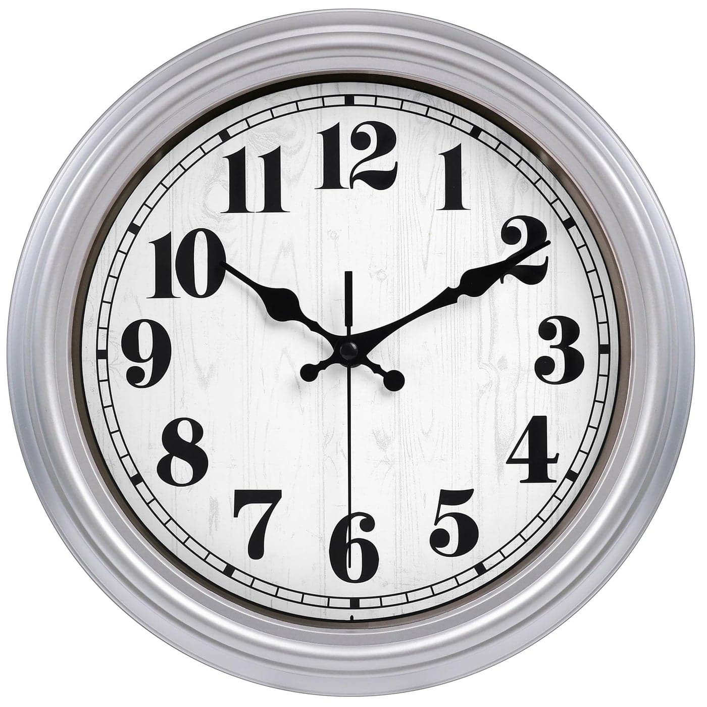 JENLYSTIME 12 Inch Retro Wall Clock Silent Non Ticking Battery Operated Movement Easy to Read Wall Clocks Decorate for Bedroom Living Room Kitchen OfficeSilver