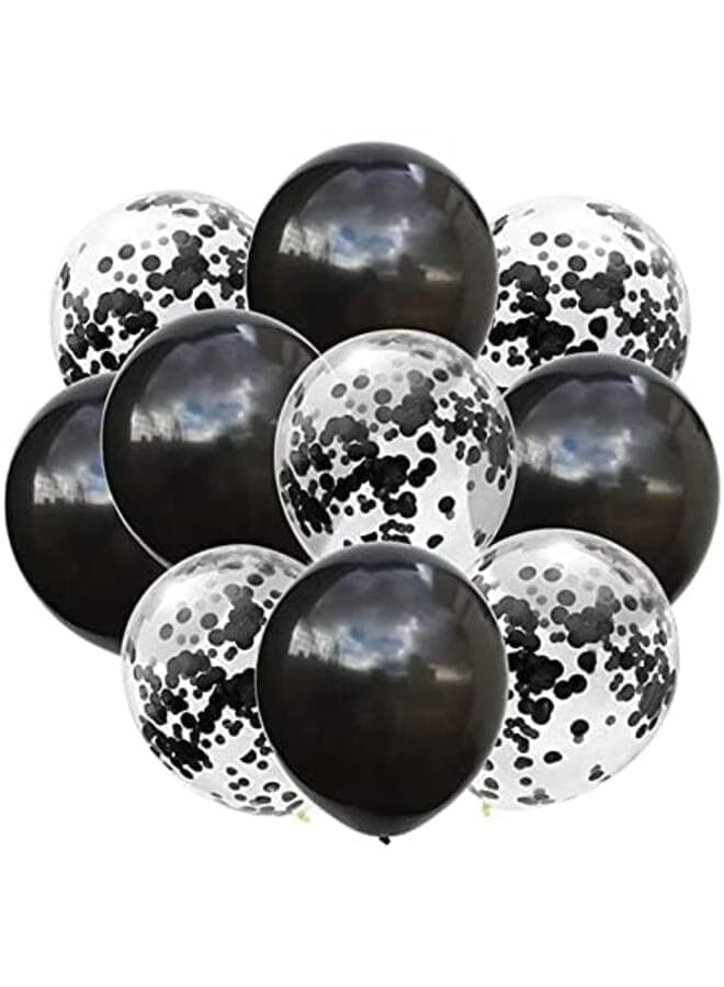 10 Pieces Balloons Decorations Set Include Standard Black Latex Balloons And Black Foil Confetti Filled Balloons For Birthday Wedding Baby Shower Party Decorations Supplies