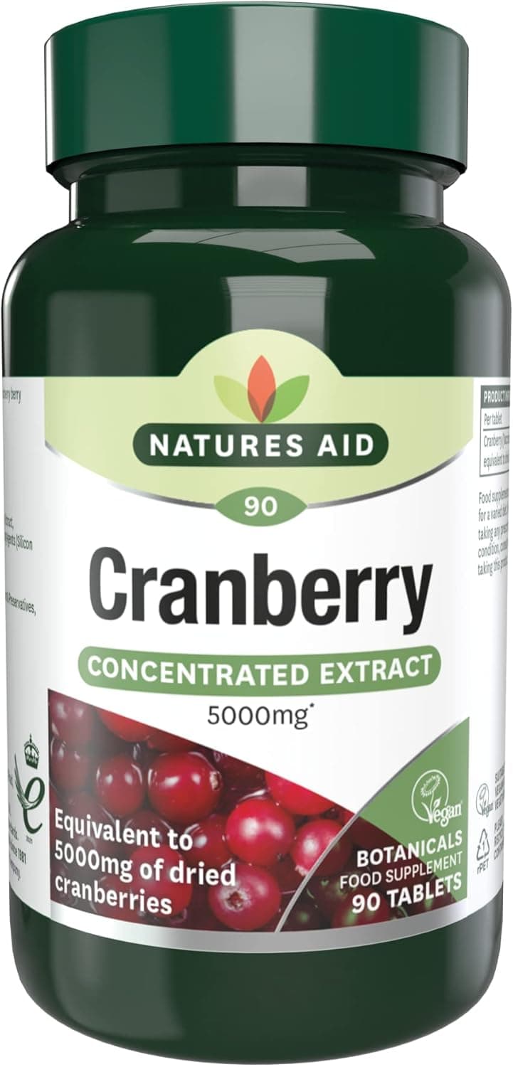 Natures Aid Cranberry 200mg High Strength Tablets Supports Urinary Tract Health Immune System Antioxidant Protection Vegan Gluten Free 90 Tablets Food Supplement