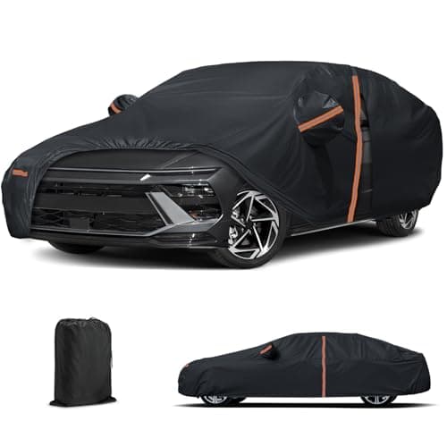 Car Cover Waterproof for 2006-2025 Hyundai Sonata, Outdoor Full Cover for Automobiles All Weather Sun UV Rain Dust Snow Wind Protection with Zipper Door & Windproof Bands (Black)