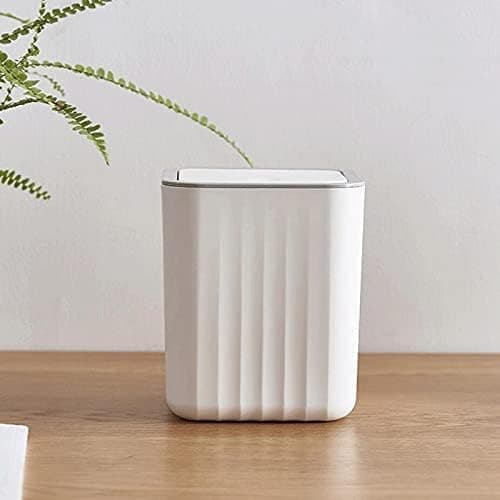 VELUZA Table DustbinPlastic Swinging Lid Waste Storage Garbage BinDesktop Trash Can For Study Table Officewhite pack of 1