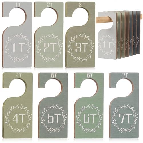 Patelai 7 Pcs Wooden Baby Closet Dividers for Clothes Organizer 1T to 7T Hanger Closet Dividers Nursery Organization for Home Baby Kids Newborn Infant Clothes Green