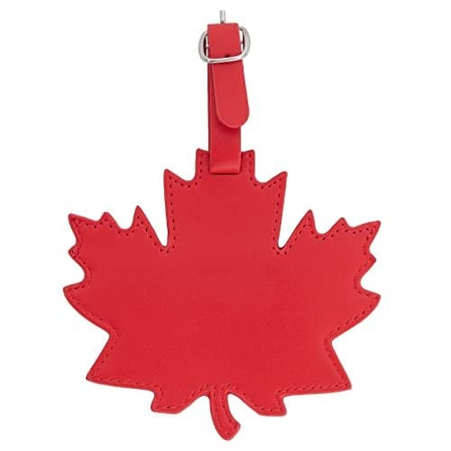Desert Cactus Canada Luggage Tag Faux Leather Maple Leaf Bag Flag