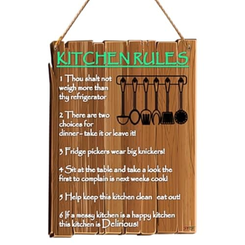 PNF Poster And Frames KITCHEN RULES Quote Wall art & Door Hanging Frame For Kitchen, Dining, restaurants Decor | Walland home Decor for Living Room | Room Decor Wall Decor Items For Bedroom | (Wooden, 11x9 Inch,brown)-70-3