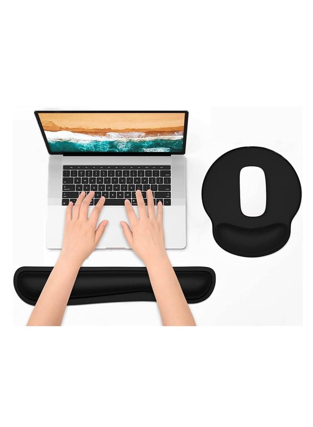 2 Pcs Wrist Rest Support Set,Ergonomic Memory Foam Keyboard Wrist Pad & Gel Wrist Rest Set,Keyboard Wrist Rest and Mouse Pad with Wrist Support,Relieve Wrist Pain Mouse Pad, for Computer, Laptop, Office & Home,Black