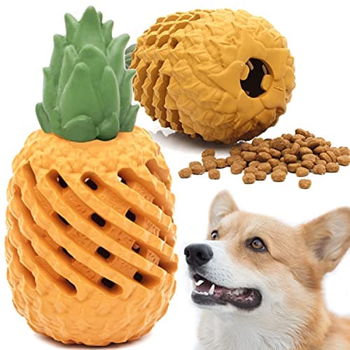 Youngever Pineapple Dog Treat Toys for Pet Teeth Cleaning Chewing Fetching Tough Toy for Aggressive Chewers Treat Food Dispensing Toys Small 43 inch