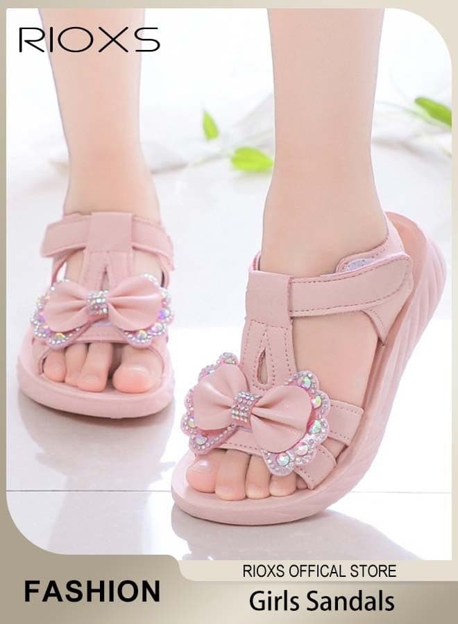 Girls' Flat Sandals, Little Princess Floral Sandals, Fashion Bow Little Girls Flat Sandals, Kids' Open Toe Summer Flat Dress Shoes, Non-Slip Soft Sole Casual Sandals, Lightweight Butterfly Walking Sandals, Summer Sandals for Little/ Big Kids, Flower Girls Shoes for Wedding/ Party/ School/ Daily Wear