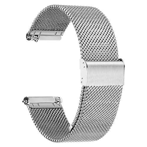 TStrap Mesh Watch Band Metal - Silver Quick Release Watch Bands for Men Women - Stainless Steel Smart Watches Strap Bracelet Replacement - 18mm 20mm 22mm