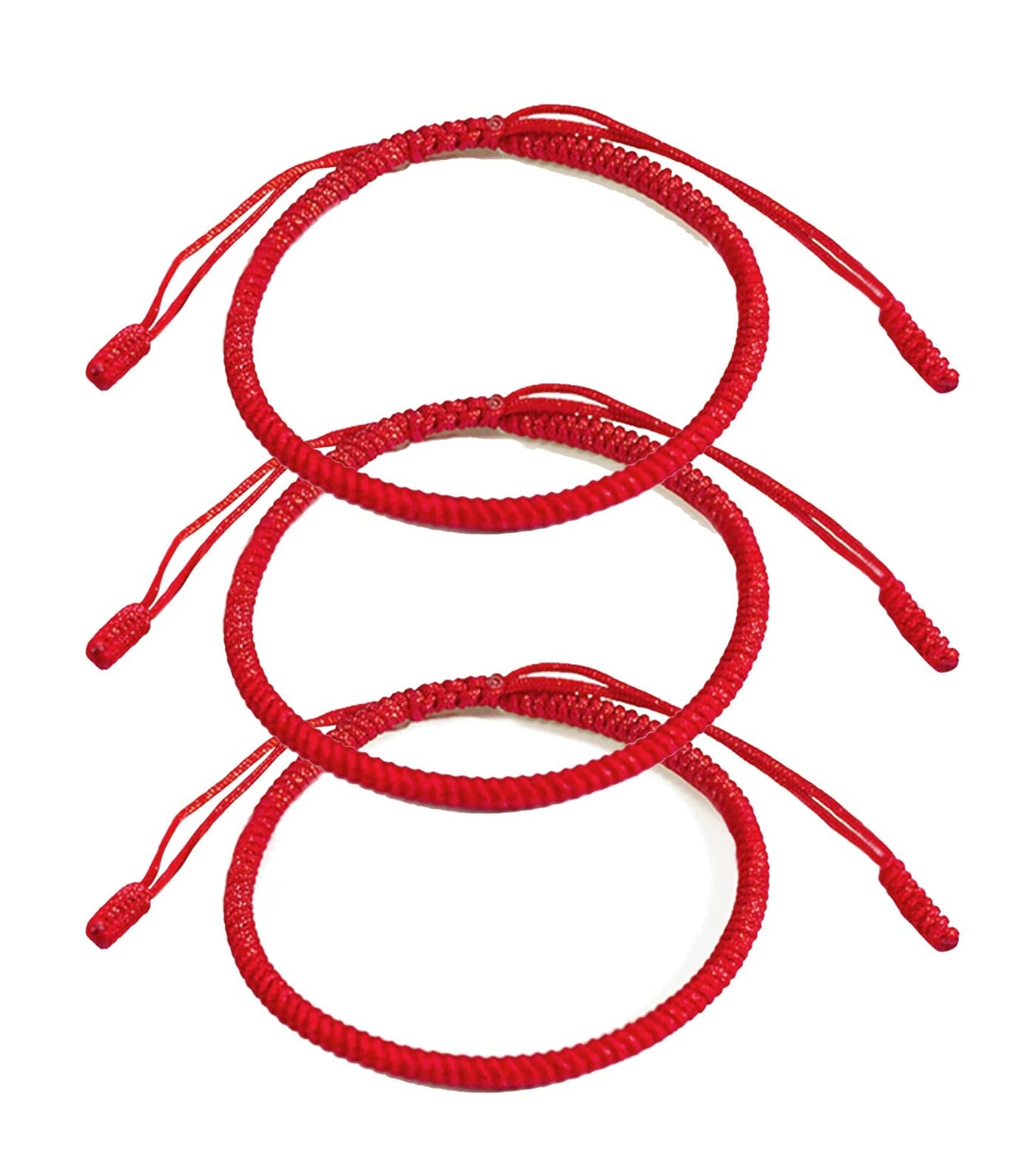 RIMOBUL 3pcs Handmade Tibetan Buddhist Lucky Bracelet Red Rope Bracelet Red Color Bracelets Matching Bracelets (Faith)
