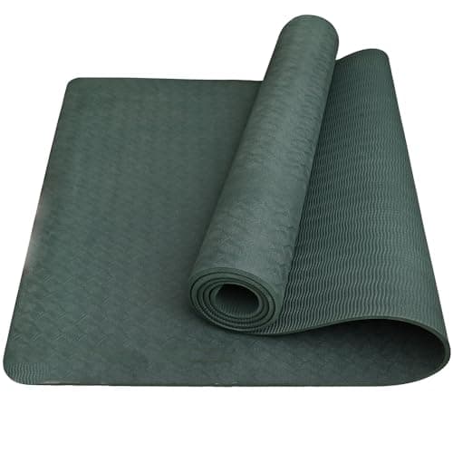 HACER Yoga Mat 6mm Thickness Unisex Non-Slip Anti-Tear TPE Exercise Mats for Pilates Stretching Floor & Fitness Workouts (Green)