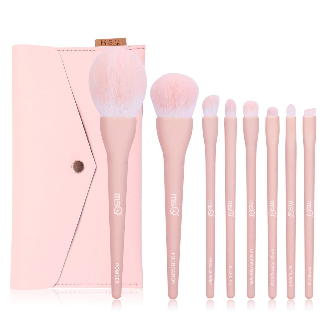 MSQ Make Up Brushes 8Pcs Makeup Brush Set Foundation Brush Blending Brush Eyeshadow Brushes Eye Brushes Set with Bag Pink