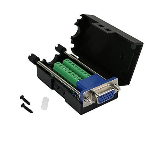 TwinkleBay D-SUB DB15 Female 15Pin Jack Port to Terminal Breakout Board Connector 3Row Plug, DR15 VGA Female with Case