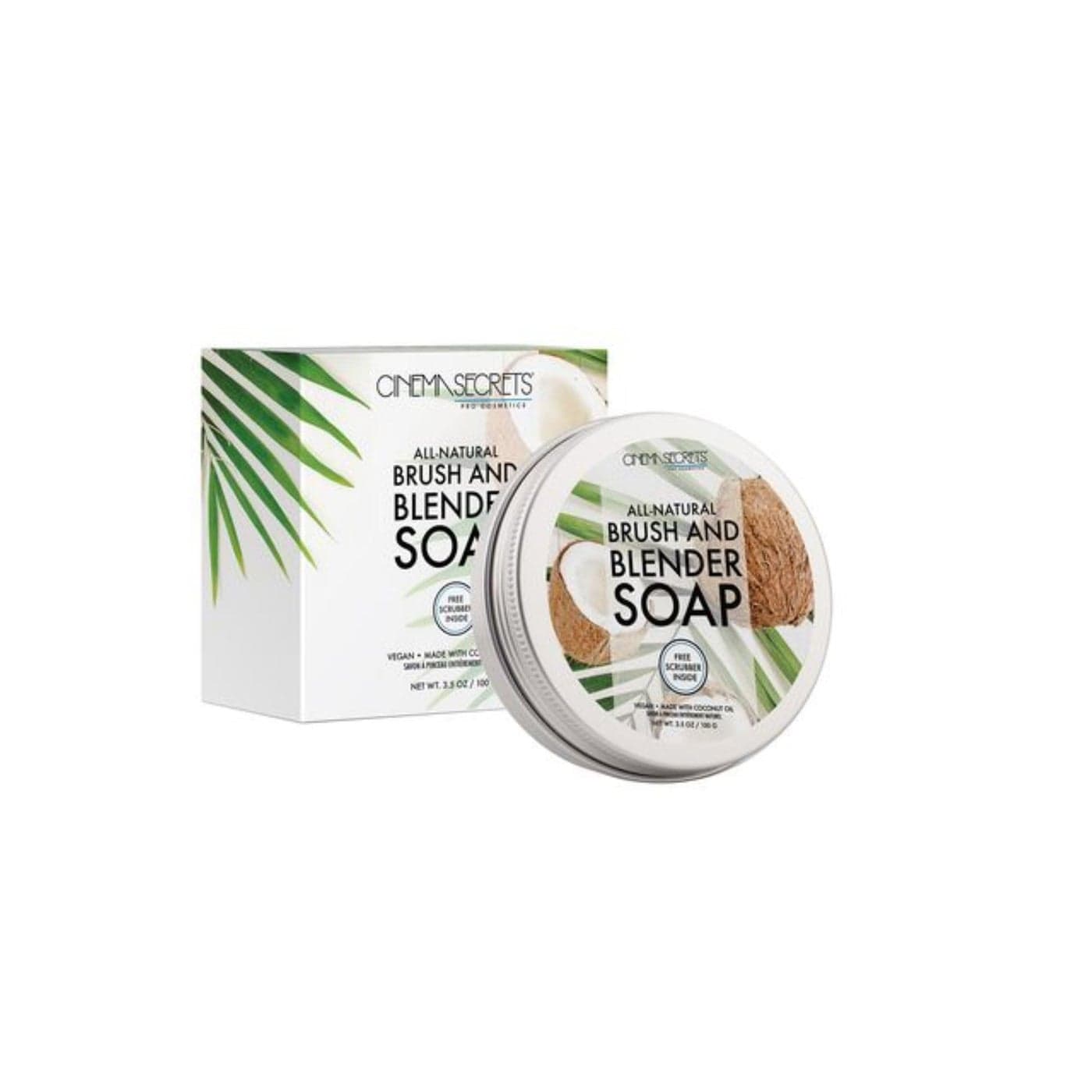 Cinema Secrets Vegan Makeup Brush Cleaner Soap Brush Make Up Sponge Cleaner with Scrubber Formulated with Coconut Oil for Deep Cleansing Conditioning Vegan and CrueltyFree Cleanser 35 oz