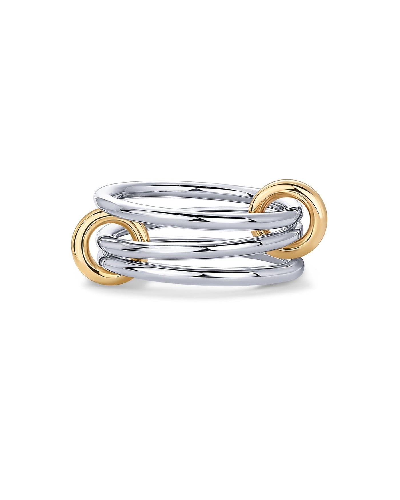 PAVOI 14K Gold Plated Interlocked Stackable Rings for Women - Two-Toned Statement Multi Ring Stack - Mixed Metals Stacking Bands - Size 6, Rhodium Plated