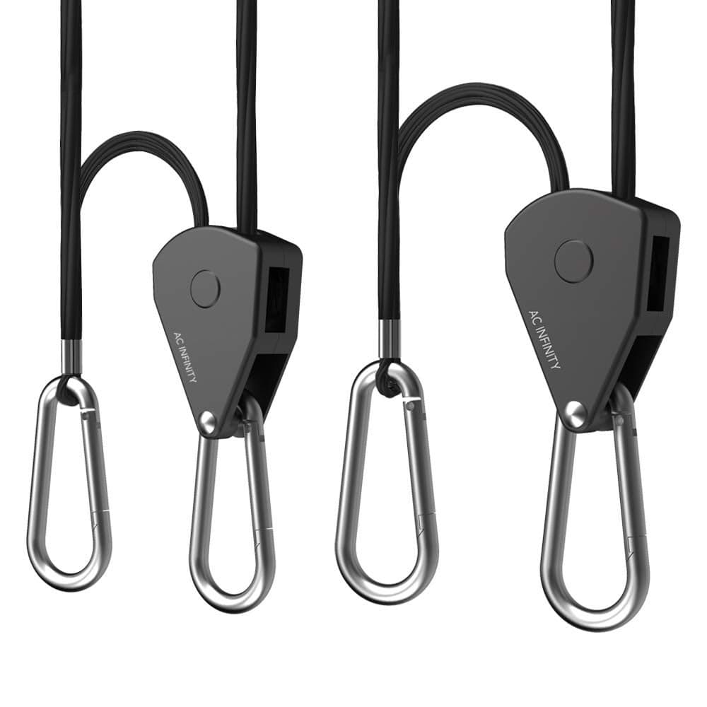 AC Infinity Adjustable 18 Rope Hanger HeavyDuty Stainless Steel Gears Ratchets 150 lbs Weight Capacity 1 Pair