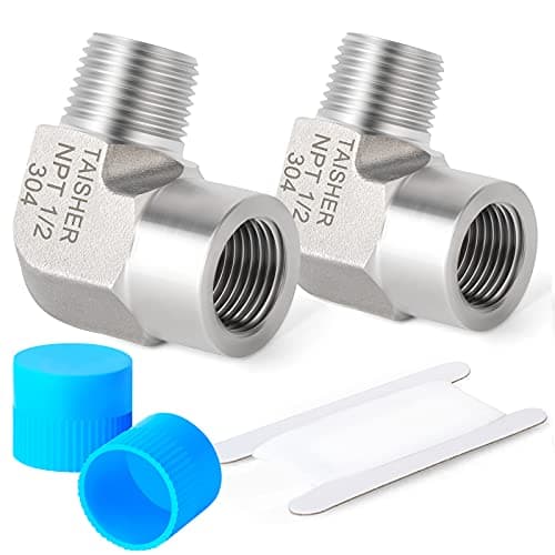 TAISHER 2PCS 304 Stainless Steel 90 Degree Barstock Street Elbow, 1/2 Inch NPT Male Pipe to 1/2 Inch NPT Female 304 Stainless Pipe Fitting