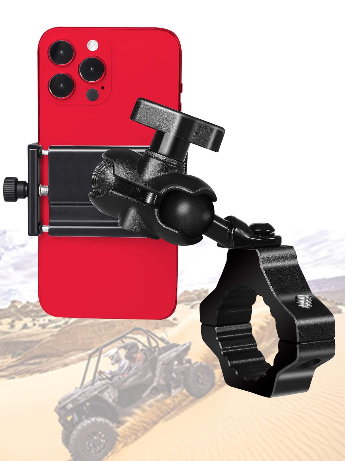 ZIDIYORUO UTV Phone Holder SXS Phone Holder Mount on 1752 Roll Cage Bar Fits 4778 Smart Devices Stable and Strong Design for UTV ATV and SXS Free View of Portrait and Landscape