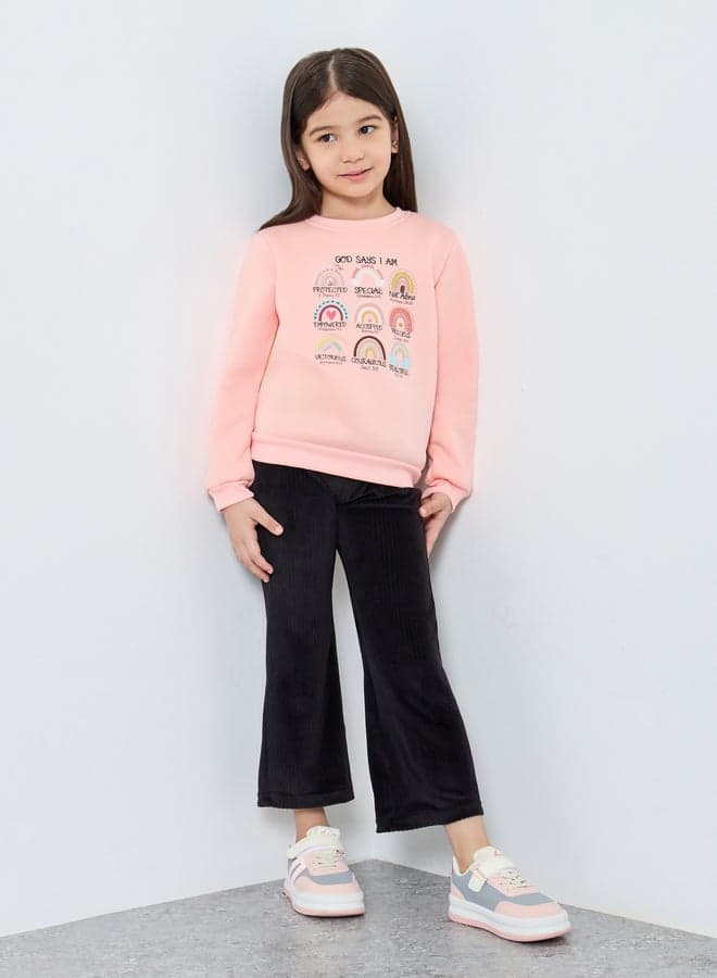 Black Plain Corduroy Flared Leggings