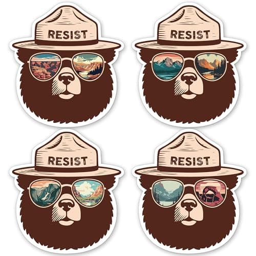 Funny Smokey The Bear Sticker Smokey The Bear Resist Bumper Stickers for Car Truck Laptop Firefighting Wildfires Camping Stickers National Parks Gifts for Men Women Nature Lovers 46x5 4 PCS
