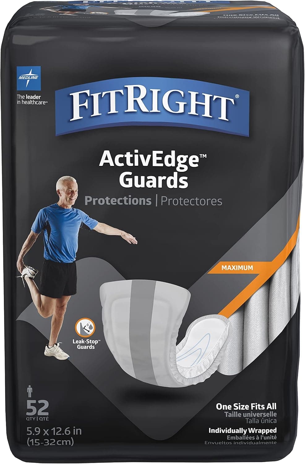 Medline Fitright Active Male Guards, 6" X 11", White, 52/pack, 4 Pack/carton