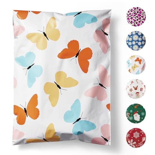 Fuxury Poly Mailers 10x13 Inch 20 PackSturdy Shipping Bags for Clothes Self Adhesive Mailing Envelopes Waterproof Packaging Bag for Small Business Colorful Butterflies