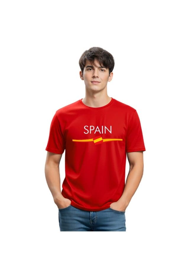 Spain Adult T-Shirt for Mens - Round Neck Short Sleeve Cotton T-Shirt - Soft and Comfortable Men Tshirt - Perfect for Souvenir - Spanish Tshirt — L
