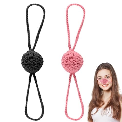 2pcs Nose Warmer for Winter, Wool Nose Warmer for a Cold Nose Windproof Crochet Cozy Nose Mitten Protector Nose Cover for Women Men Outdoor Dust Ski Supplies Accessories(Black+Pink)