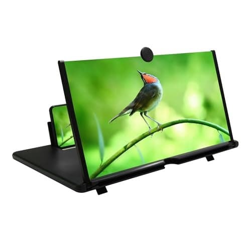 12 Screen Magnifier Amplifier 3D HD Smart Mobile Phone Movies Amplifier with Foldable Holder Stand for Any Smartphone Supports All SmartphonesBlack