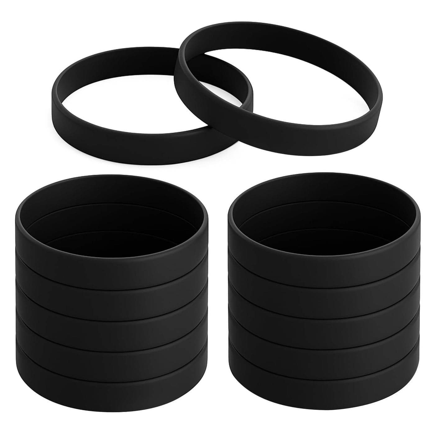 GOGO 12 PCS Adult Rubber Bracelets Silicone Wristbands Party Accessories Black