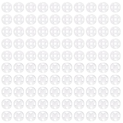 Tupalizy Plastic Invisible Sew On Snap Buttons Press Button Fasteners for Clothing Hat Lace Shirts Dress Fabric Hair Accessories Replace Button Sewing Craft, 100 Sets (Clear, 11mm)