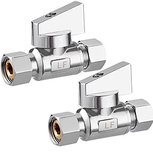 Minimprover 2 Pack Chrome Brass 3/8" Comp FIP x 3/8 Inch Compression MIP Quarter Turn Water Straight Angle Stop (Add on) Valve