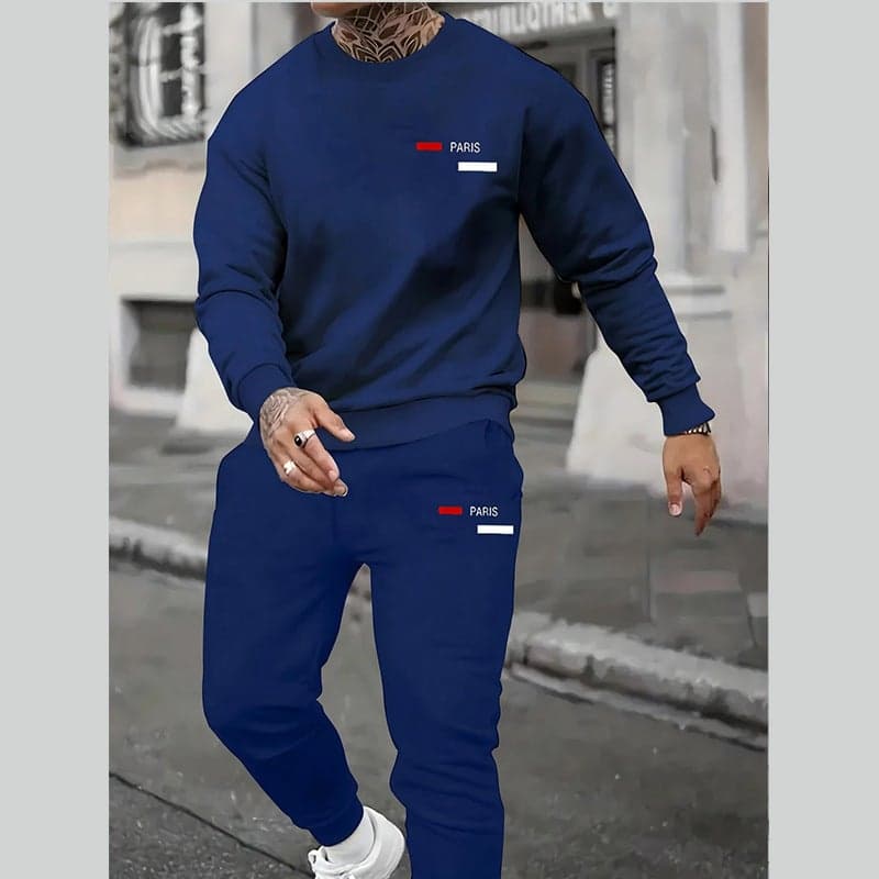 International New Sweatshirt And Sweatpants Two-Piece Set For Men And Women Casual Velvet Round Neck Suit Printing